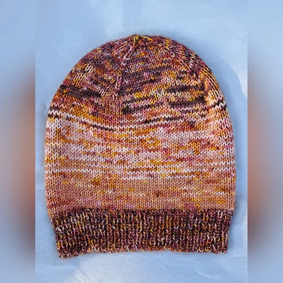 Hand Knit Beanie Hat Stocking Cap Multicolor Pattern Luxury Premium Wool Blend